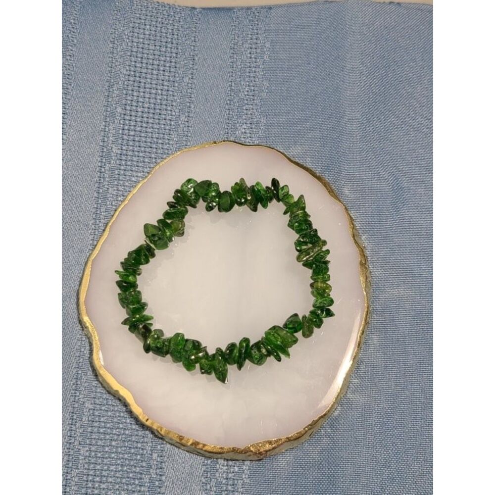 Natural Chrome Diopside Chip Bracelet Green Gemstone Stretch Crystal Healing